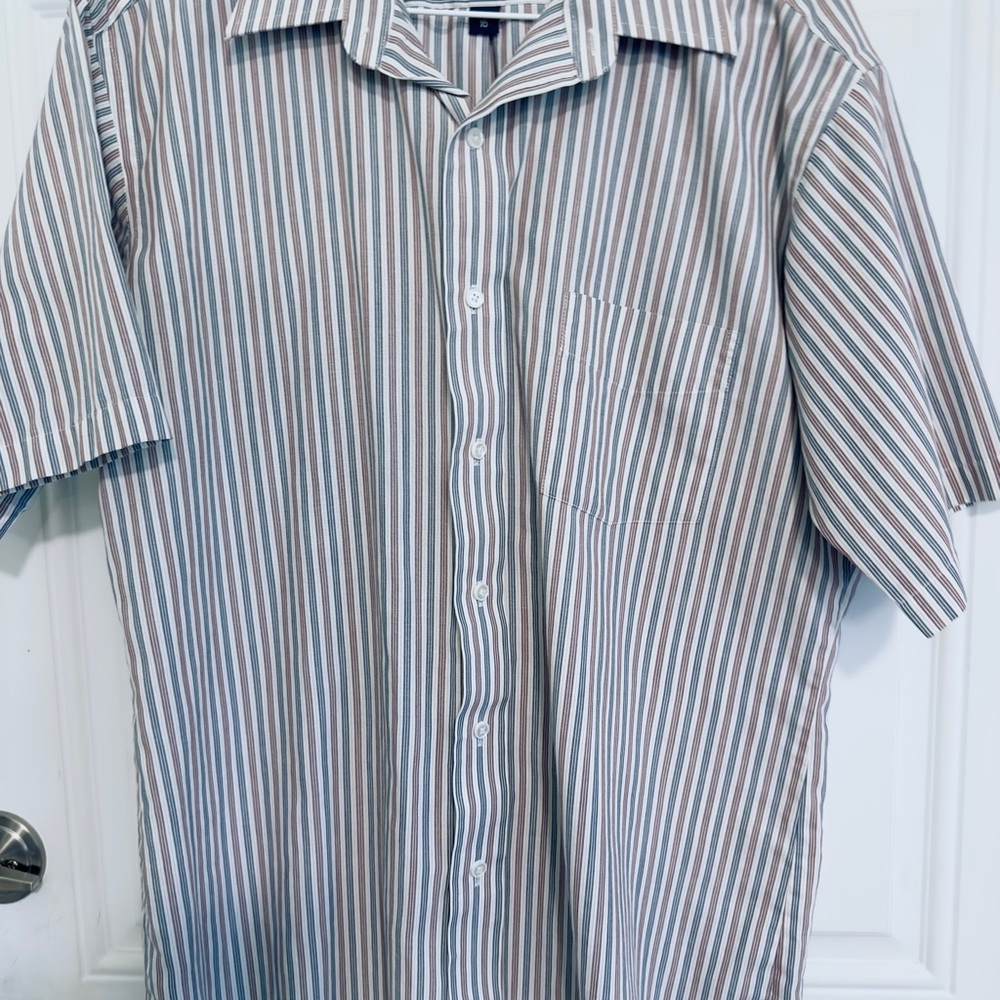 Men's Size 16 Striped Blue and White Shirt Stafford Wrinkle Free